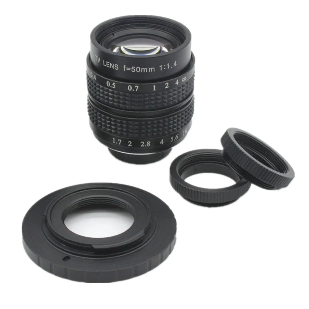 Объектив 50 мм F1.4 CCTV TV + Крепление C макрокольцо для Panasonic Micro 4/3 m4/3 G7 G6 G5 G10 G3 GX7 GM5 GH3 GH2