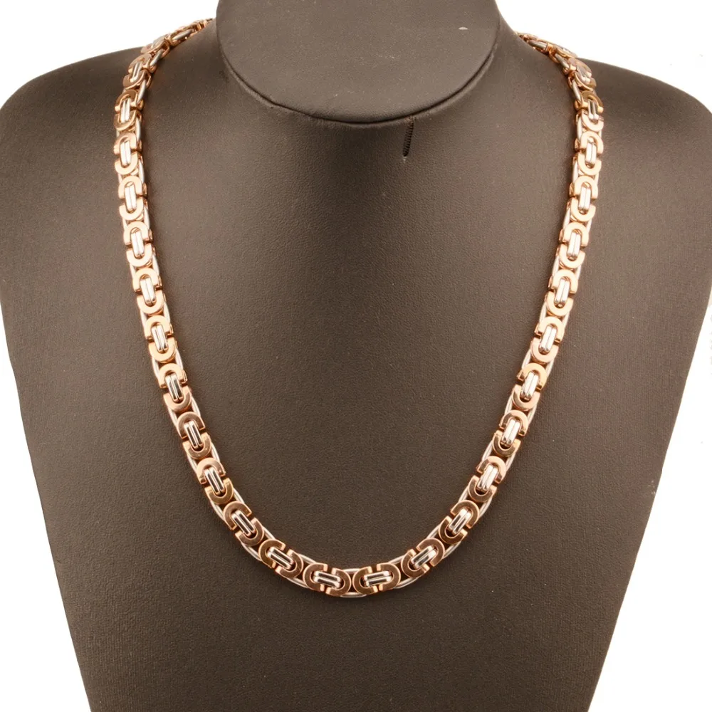 

Цепочка Из Нержавеющей Стали, 8 мм, Спортивная, ручной работы, розовое золото, византийское звено, ожерелье или браслет, мужские, женские повс...