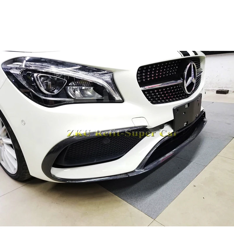 Углеродное волокно передний бампер губы воздушный нож для Benz W117 CLA220 250 260 CLA45 2017-2018