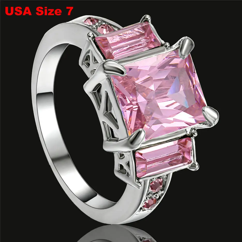 Bm302 Size7 Кольца для помолвки, цвета: золотой, серебряный, 8*10 мм, мистическая Радуга, для женщин, AAA+, цветной кристалл, CZ, обручальное кольцо на палец, ювелирные изделия - Цвет основного камня: Bm302 Size7