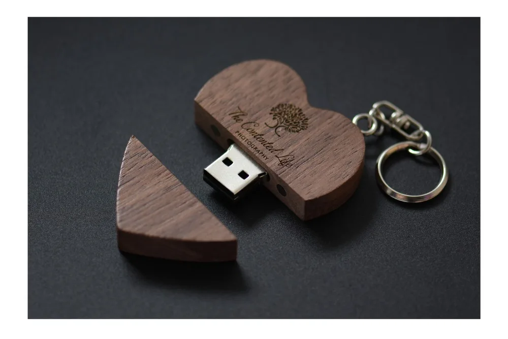 JASTER USB 2,0 деревянный usb в форме сердца+ коробка Флешка 4 ГБ 8 ГБ 16 ГБ 32 ГБ 64 Гб 128 ГБ usb флеш-накопитель внешняя карта памяти