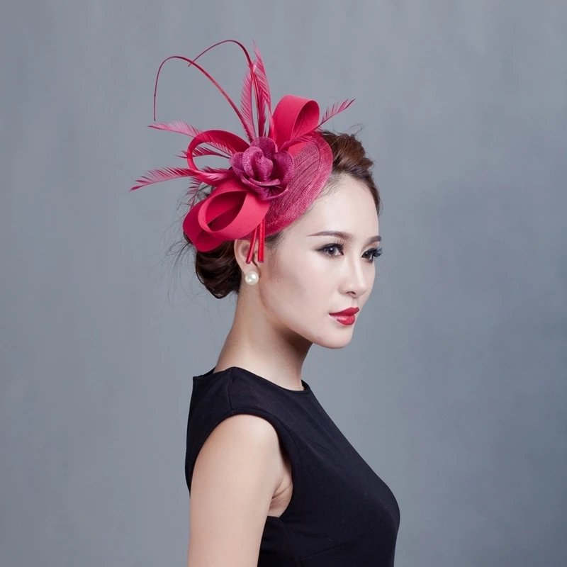 

Top Quality Bridal Sinamay Fascinator Philippines Sinamay Hat with Feathers for Kentucky Derby Church Wedding Party