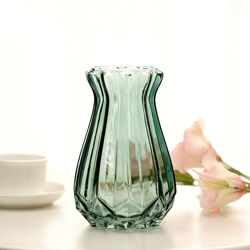 Malachite green 24cm Мульти-ваза из цветного стекла полоса прозрачный Террариум стеклянные контейнеры цветочный горшок бутылка ваза для домашнего декора для свадебного украшения - Цвет: Malachite green 24cm