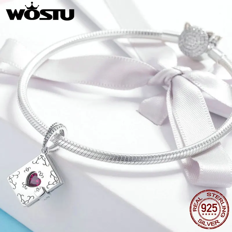 WOSTU, Настоящее серебро 925 пробы, с надписью Forever Love, Висячие Подвески, подходит для браслета и ожерелья, подвеска, роскошные ювелирные изделия, FIC980