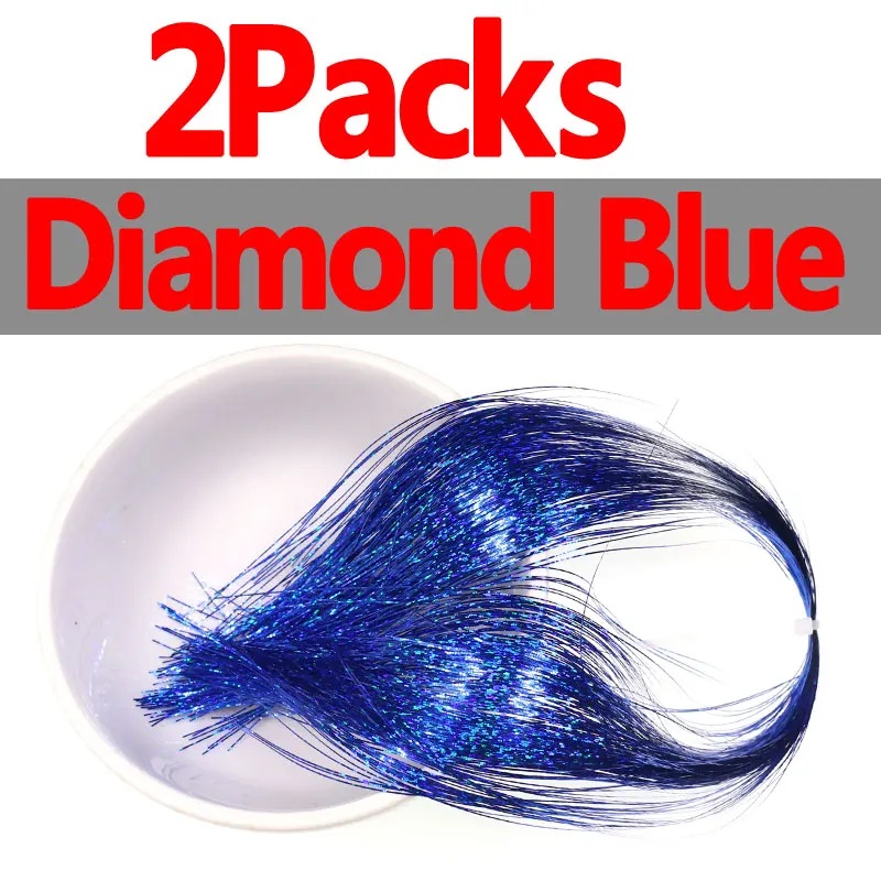 2packs diamond blue 2 упаковки в соленой воде, стальная головка, Стример Летать, завязывание, плоская Голо, мишура, вспышка, Minniw, щука, материал для завязывания, 0,35 мм, серебро, золото, красный - Цвет: 2packs diamond blue