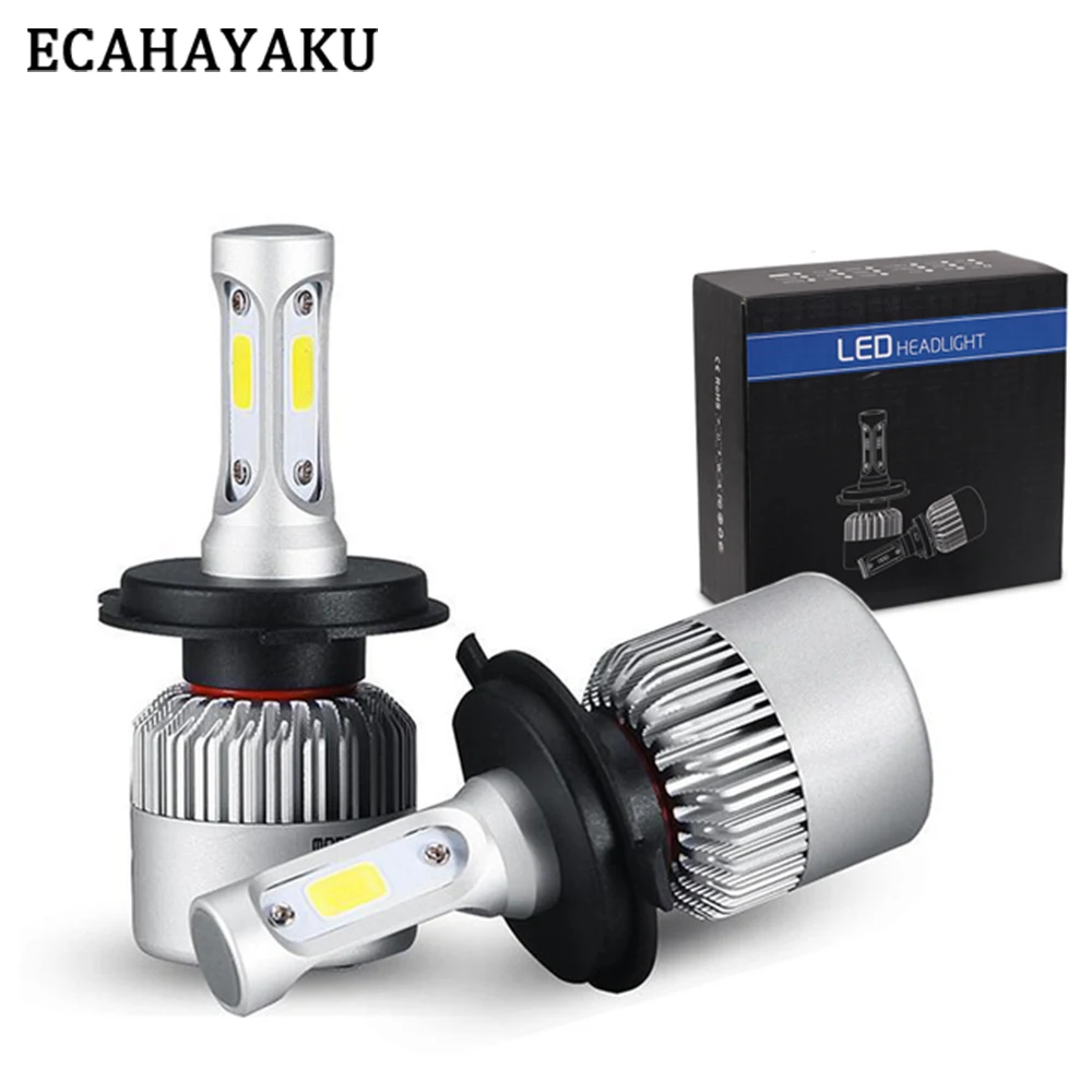 S2 H4 H7 H11 H1 9005 9006 COB Car LED Headlight Bulbs Hi-Lo Beam 72W 8000LM 6500K Auto Headlamp Led Car Lights DC 12v