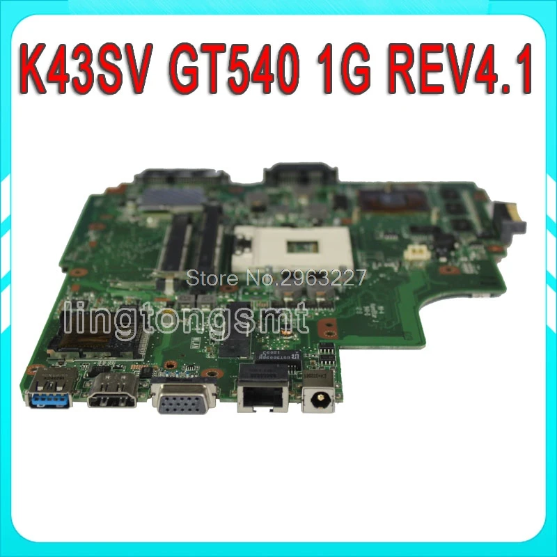 Материнская плата K43SV REV3.0 GT540M 1 ГБ для For Asus A43S K43S K43SJ A84S X43S материнская ноутбука