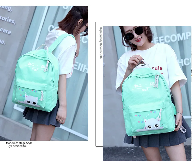 Fashion female backpack 5 Pcs/set Casual Rucksack Women School Backpacks Schoolbags School For Girl Teenagers Canvas Backpack