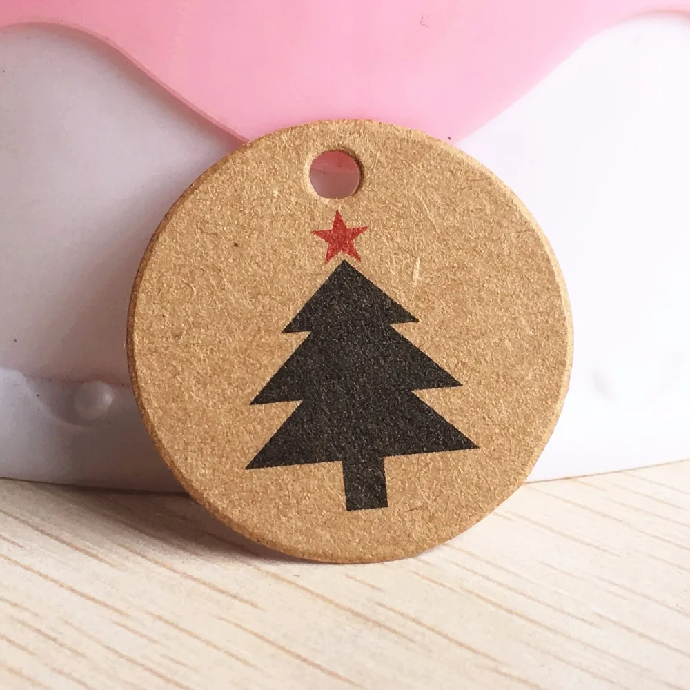 Круглые крафтовые бумажная бирка для подарка белого/коричневого цвета 200 шт.