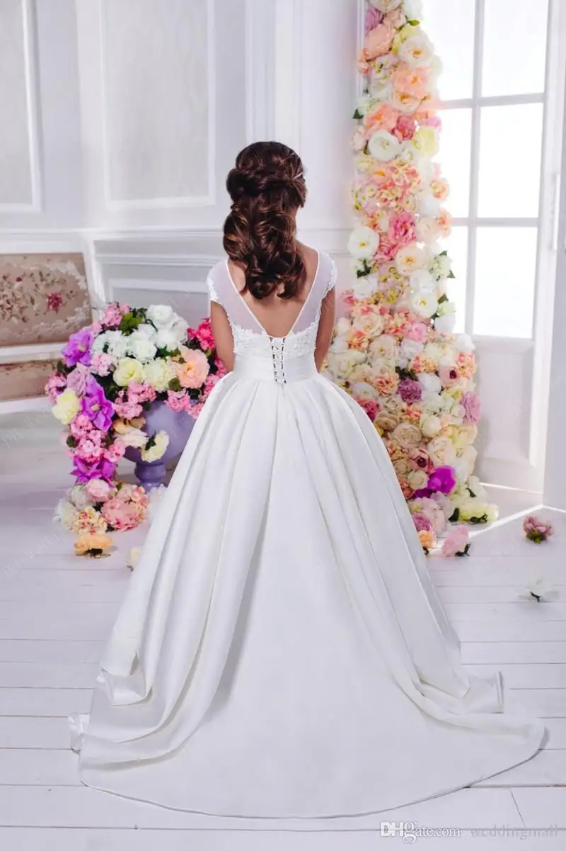 Лодка Декольте Цветочный Цветок Девочки Платья Закрытие шнуровке С Маленький