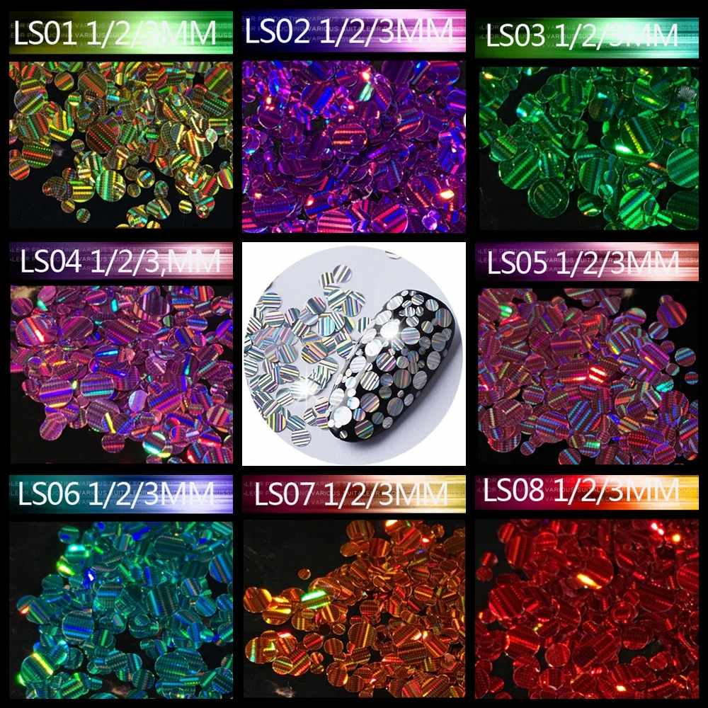 2g круглые украшения для ногтей новые блестящие мини Тонкие разноцветные Размеры