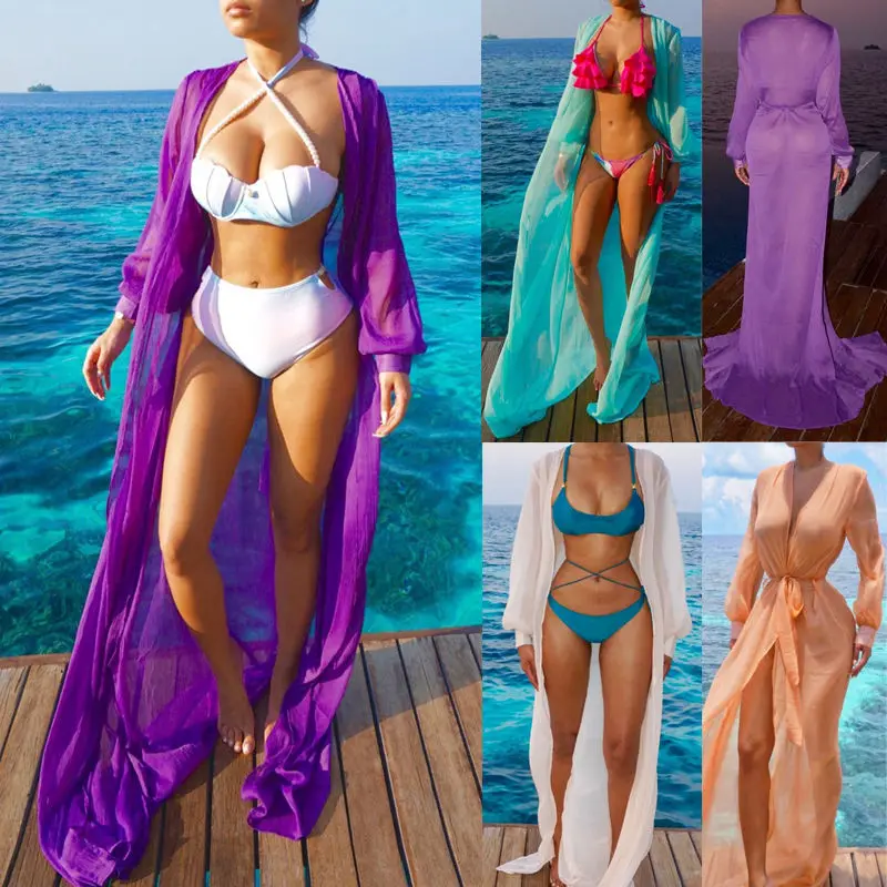 Пляжное платье однотонное пляжное туника 2020 летние женские платья купальник