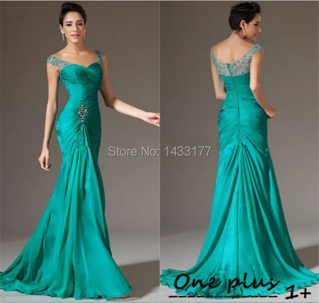 free shipping 2018 new Vestidos Long custom Elegant Green Chiffon Mermaid Prom Dress Party Evening with Sequins and Beads | Свадьбы и