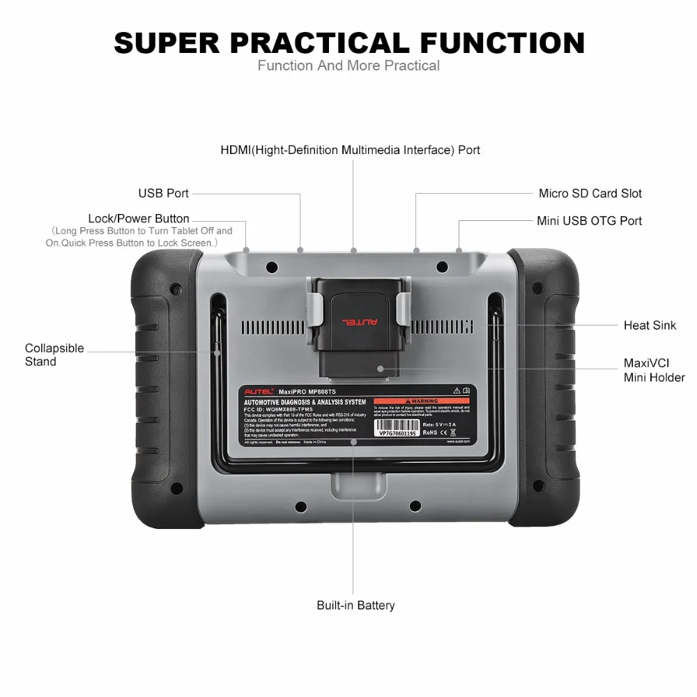 AUTEL MaxiPRO MP808TS OBD2 сканер автомобильный Bluetooth OBDII диагностический инструмент SRS TPMS
