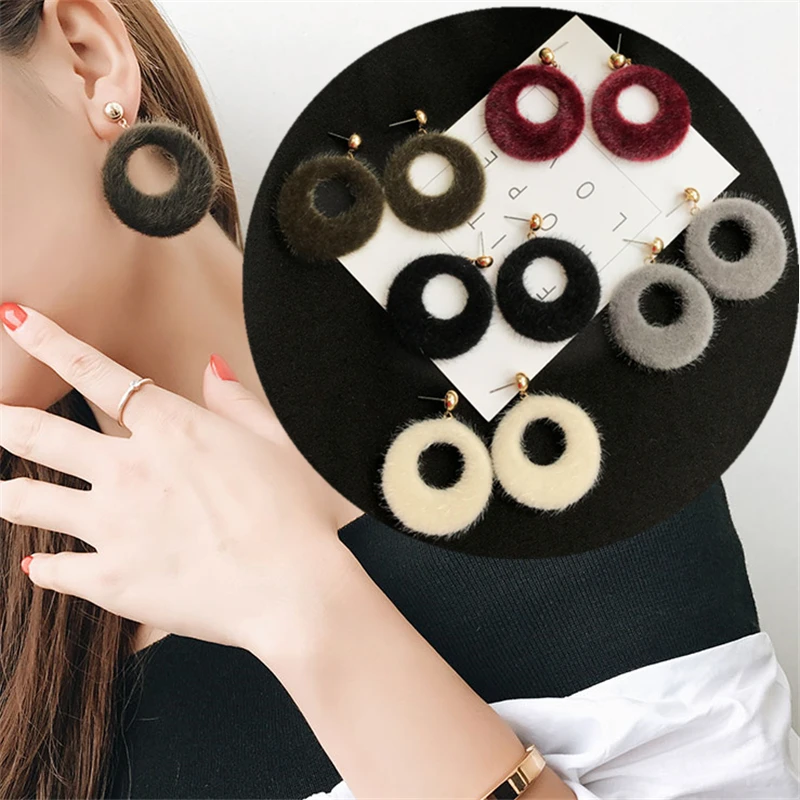 2019 Новое поступление Горячая Мода Bijoux DIY плюшевые ткани Brincos большой эффектный
