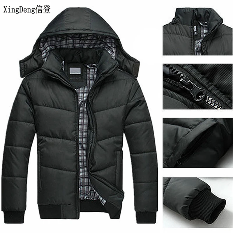 

XingDeng Men fashion warm Winter Jacket Hooded Thermal Down Cotton Parkas Male Casual Hoodies Windbreaker Warm top Coat plus 4xl
