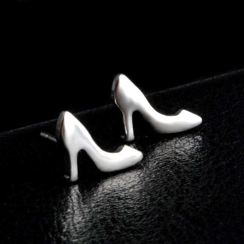 Женские серьги гвоздики на высоком каблуке серебристые|stud earrings|stud earrings wholesaleearrings