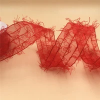38mm x 25yards wired edge red sheer ribbon with knitting yarn gift bowweddingcake wraptree decorationwreath n1100