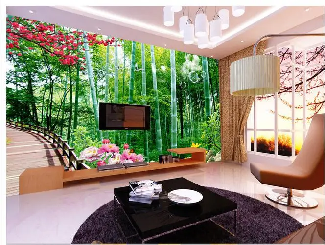 

3D wallpaper 2015 New non-woven Bamboo fashion TV setting wallpaper