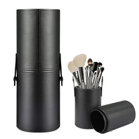 basedidea makeup brushes storage box pu leather make up cosmetic cup holder cylinder pens brushes holder case