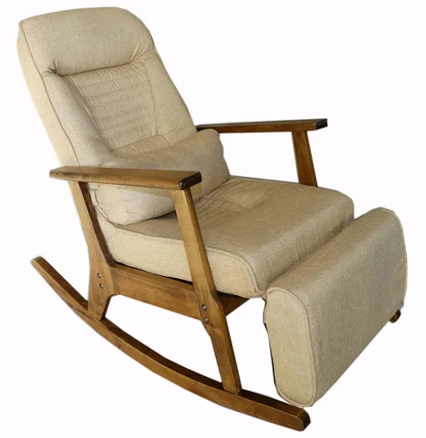 Садовое кресло для пожилых людей в японском стиле, кресло с подножкой, подлокотник, современное, внутреннее, деревянное кресло-качалка - Цвет: Beige Color