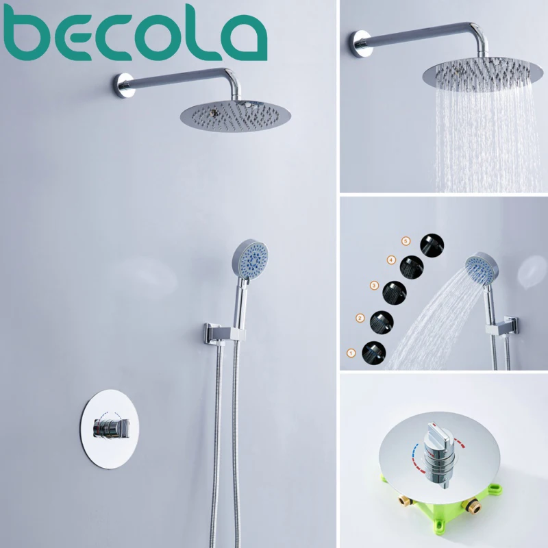 

free shipping becola concealed shower set new design chrome shower faucet kit shower wall mounted B-F1006