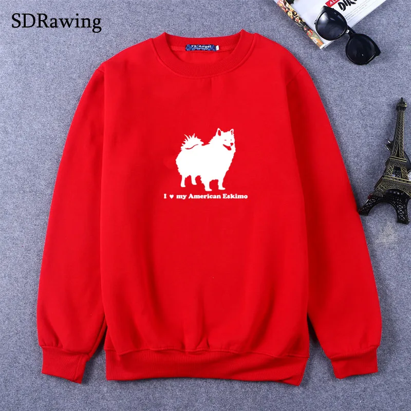 Женские свитшоты с принтом I Love American Eskimo повседневные толстовки графическим lover