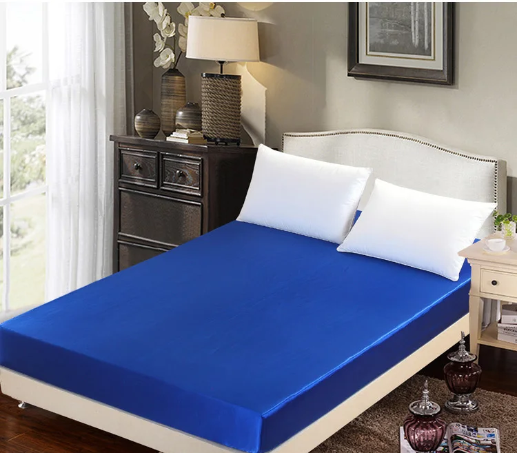 Роскошная золотая шелковая простыня атласная с натяжным покрытием двойной