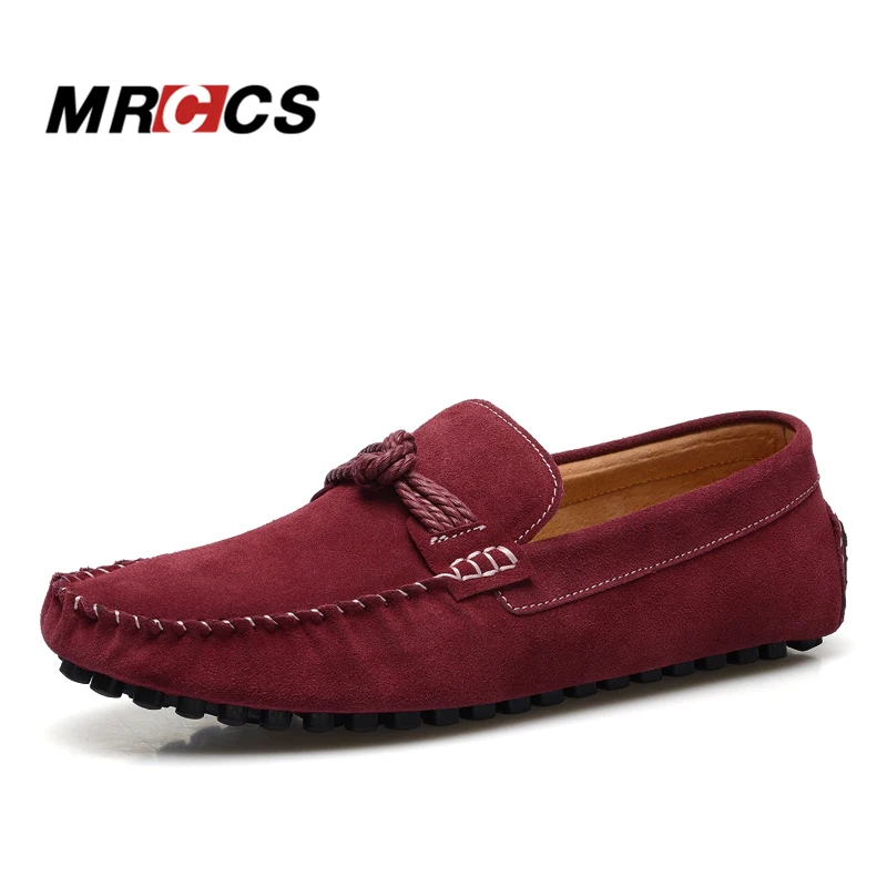 MRCCS/мужские лоферы в винтажном стиле; мужские мокасины из замшевой кожи; дизайнерская брендовая Повседневная обувь; классические бордовые и красные водонепроницаемые Мокасины