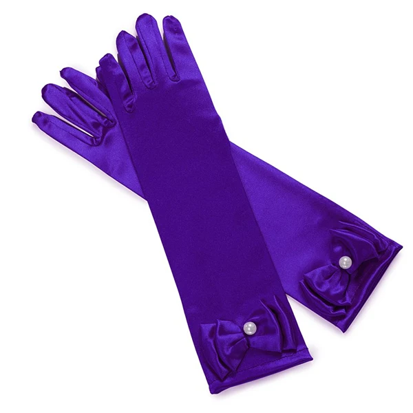 Bow gloves C Детские маскарадные перчатки принцессы для маленьких девочек, платье Анны, митенки с бантом, Вечерние перчатки с принтом, детские перчатки без пальцев для девочек - Цвет: Bow gloves C