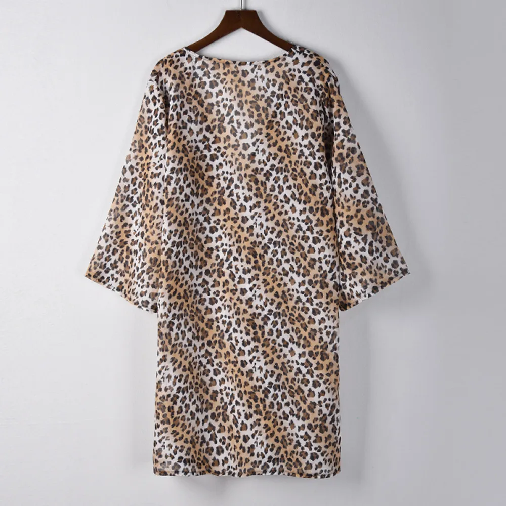 Blusas femininas elegante 2019 женский леопардовый принт Половина рукава Кардиган Блузка