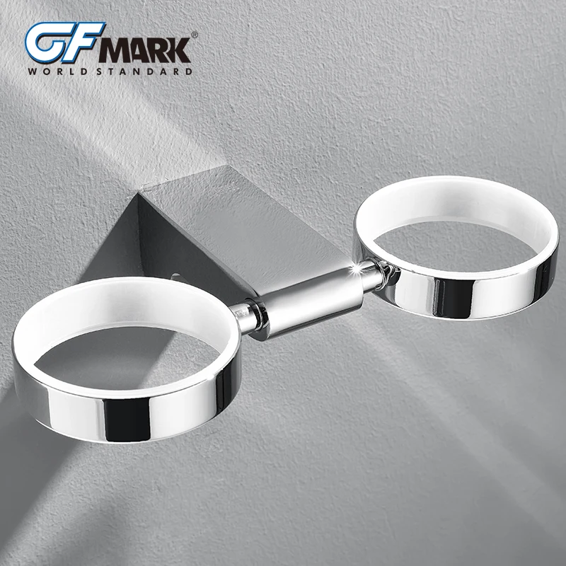 GFmark двойной керамический держатель чашки с хромированием для ванной Аппаратные аксессуары настенный держатель чашки для зубной щетки