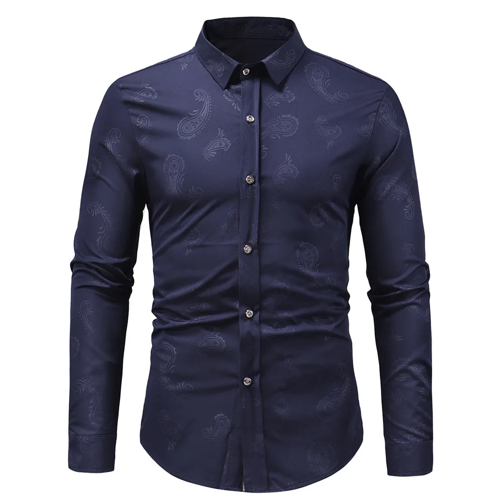 1 шт. мужские рубашки из полиэстера Осень-зима повседневные в стиле ретро Пейсли с