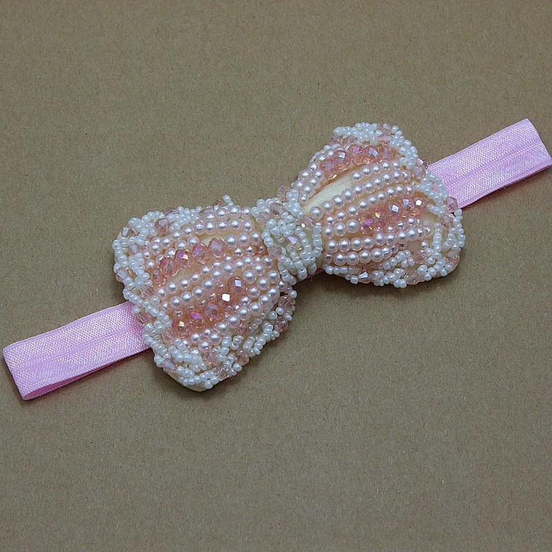 Повязка на голову с розовыми бантами для девочек детская повязка жемчугом и