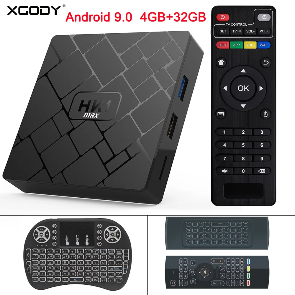 XGODY HK1 MAX Android 9 0 Смарт ТВ коробка RK3328 четырехъядерный 3D видео медиаплеер 4 ГБ 32 2 4G WIFI