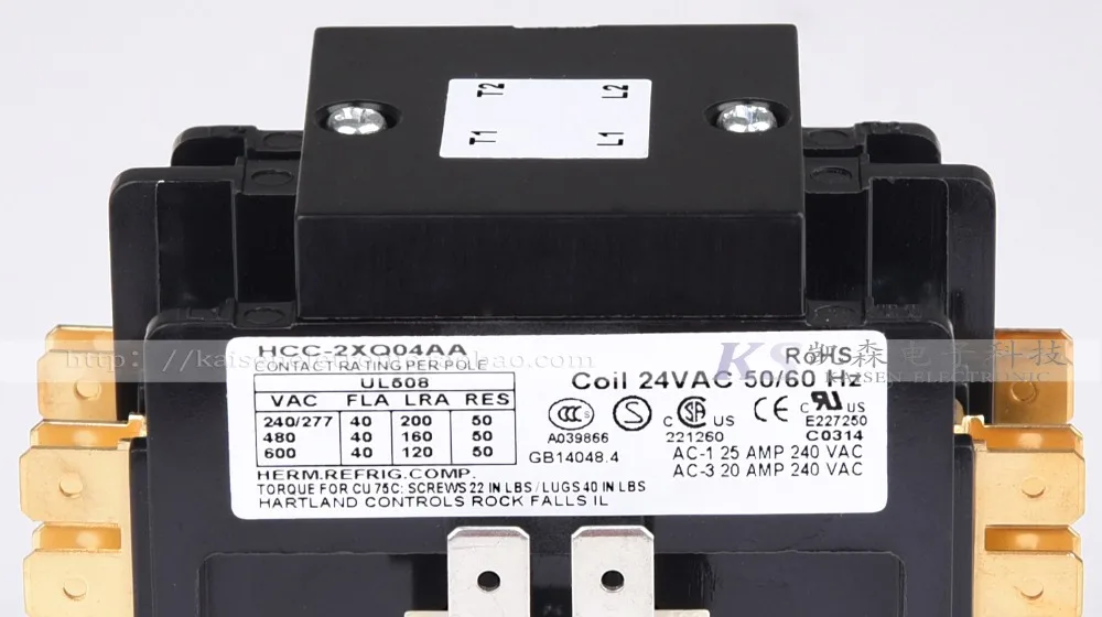 Напряжение катушки 24VAC 40A HCC 2XQ04AA биполярный/двухполюсный контактор переменного