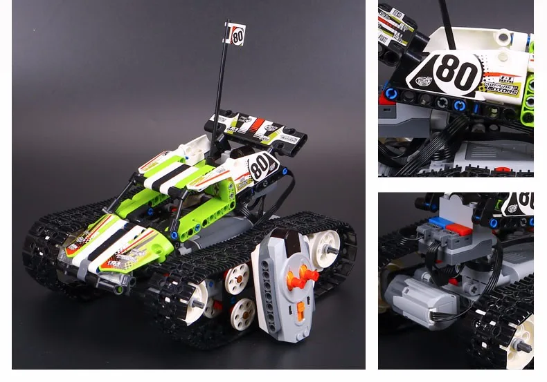 20033 Technic игрушки с дистанционным управлением для автомобиля, совместимые с 42065 RC гусеничная модель гонщика, строительные блоки, кирпичи, детские игрушки, подарки