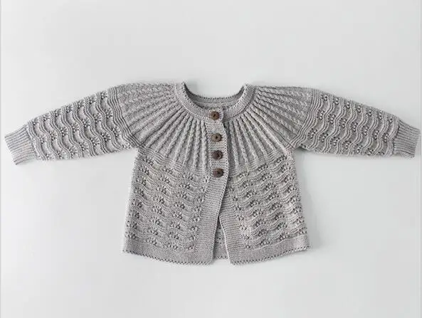 83007 Gray Coat Модная одежда для маленьких девочек; детский вязаный кардиган; Верхняя одежда с круглым вырезом для малышей; свитера; одежда для малышей; куртка принцессы для девочек - Цвет: 83007 Gray Coat