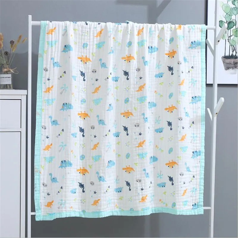 4 слоя бамбуковое волокно мягкие муслиновые одеяла динозавра для пеленания