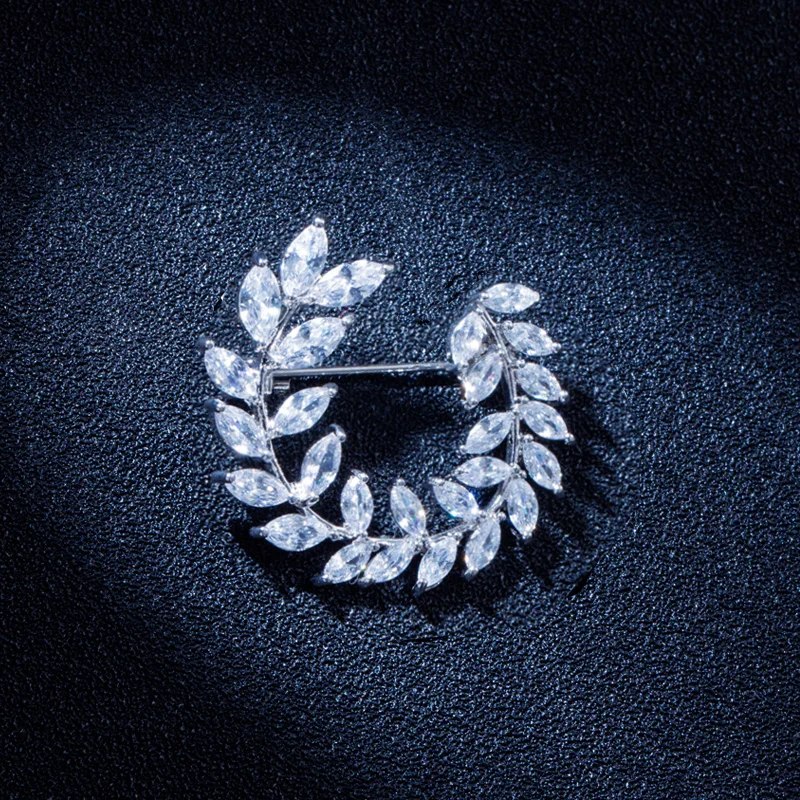 Модный лист CZ оливковой ветвью брошь для женщин модные ужин великолепные