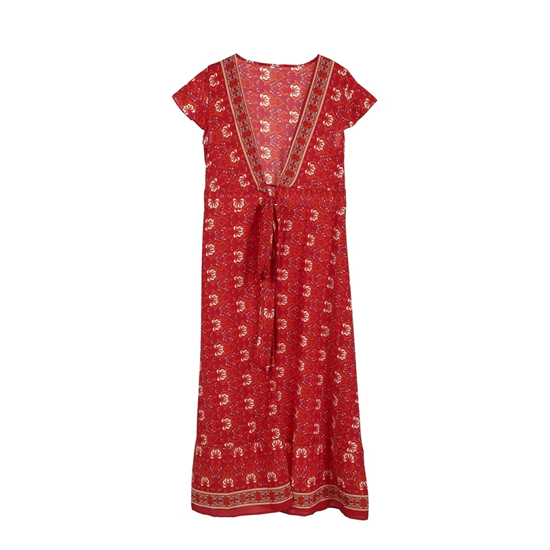 Женское богемное платье-макси длинное пляжное платье свободного кроя для