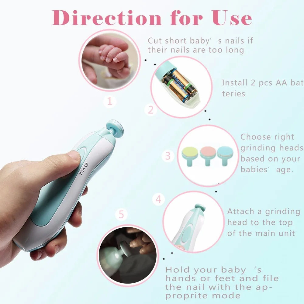 Baby Trimmer Electric Safe 6 in 1 Nail Clipper Lovely Grinding Polish Device Toes &amp Fingernails Multi-function Tool | Красота и