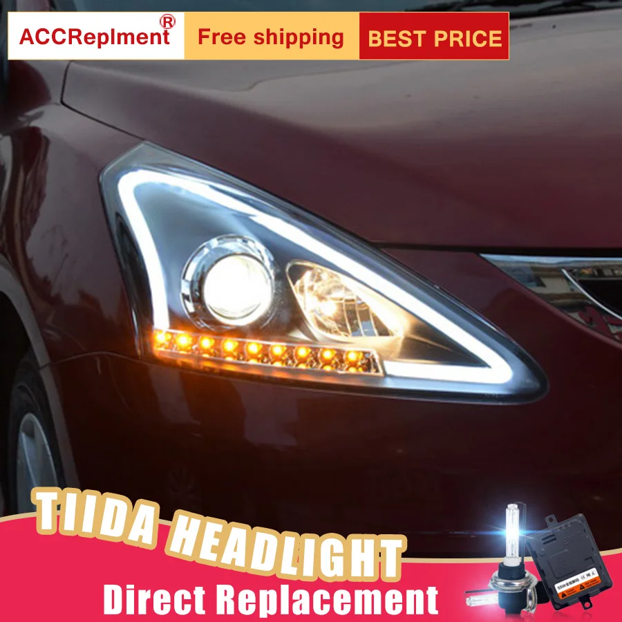 2 шт. светодиодный ные фары для Nissan Tiida 2012-2014 Автомобильные ангельские глазки