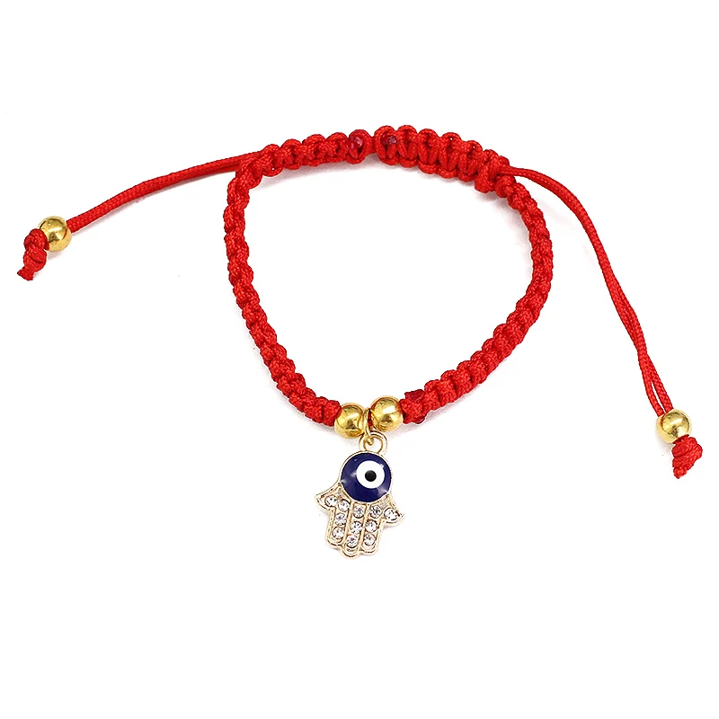 Pulsera Куерда красный браслет из нитей для Lucky турецкий глаз кристалл Хамса рук плетеный браслет Женщина Подвеска-Шарм ручной работы ювелирные изделия - Окраска металла: 3