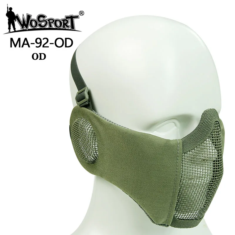green Тактическая Маска на половину лица из металлической стальной сетки для охоты, защитная маска для страйкбола, защитная сетка на пол-лица, маска - Цвет: green