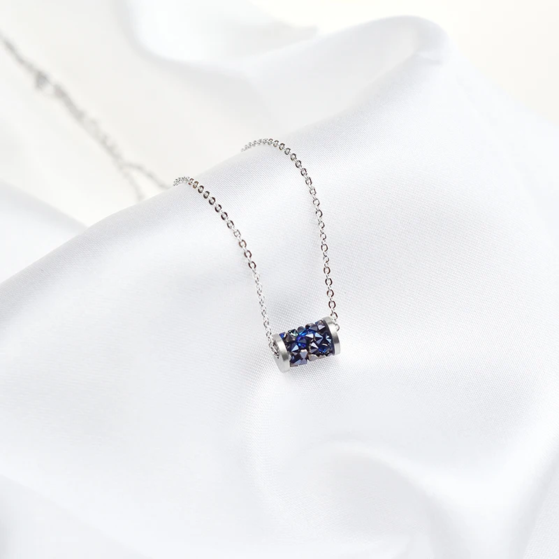 BAFFIN Изящные камни труба кулон ожерелье колье синие кристаллы от Swarovski для женщин Свадебный праздник серебряный цвет DIY ювелирные изделия
