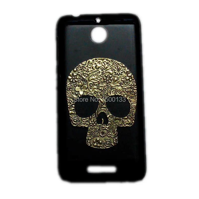 Для HTC Desire 510 Case ретро Винтаж Бронзовый Металлик Череп Скелет Вернуться Твердом