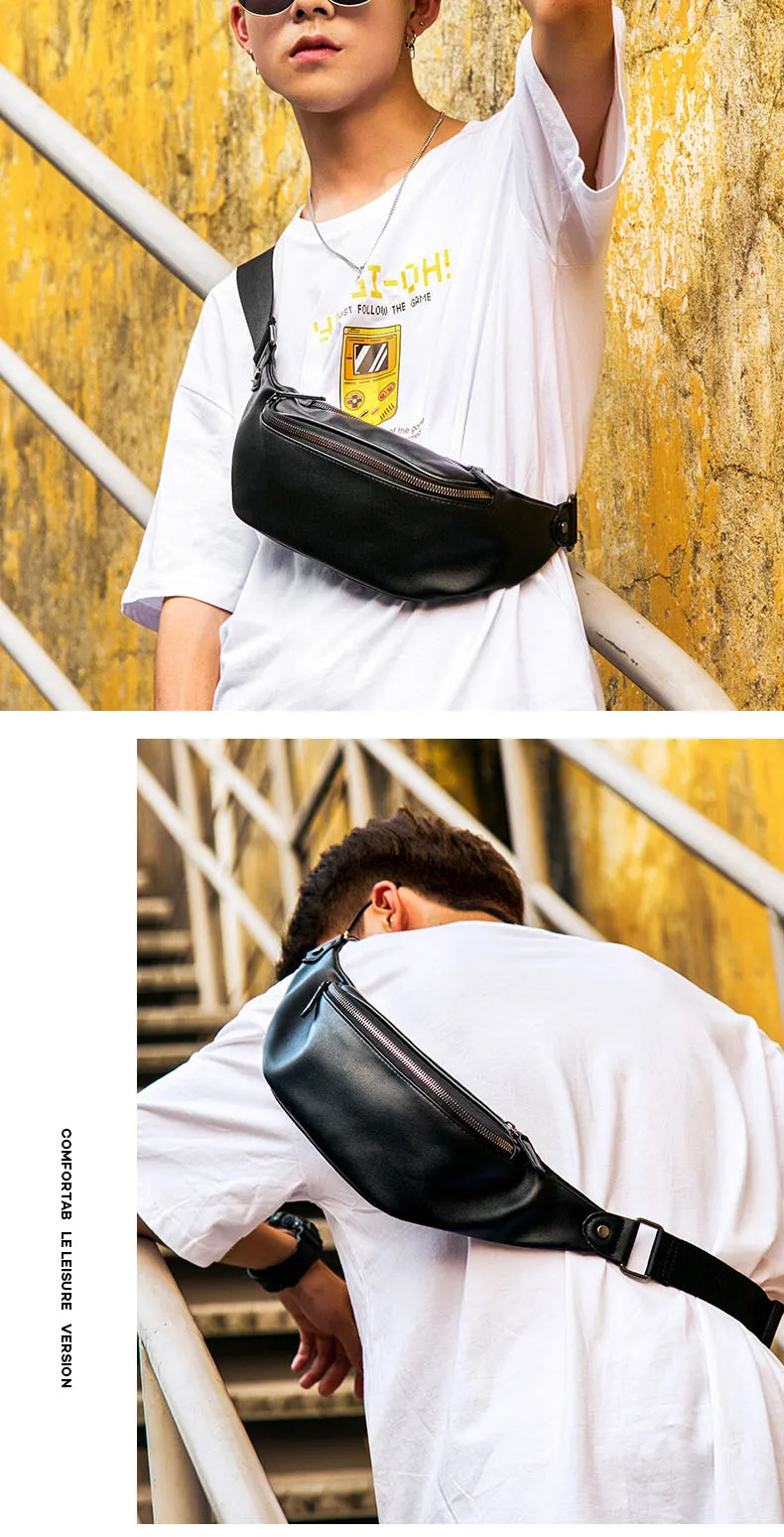 Fanny Pack Leather Chest Bag for Men Fashion Waist Pack Belt Bags Fanny Packs for Men Fashionable Waist Bag Heuptas