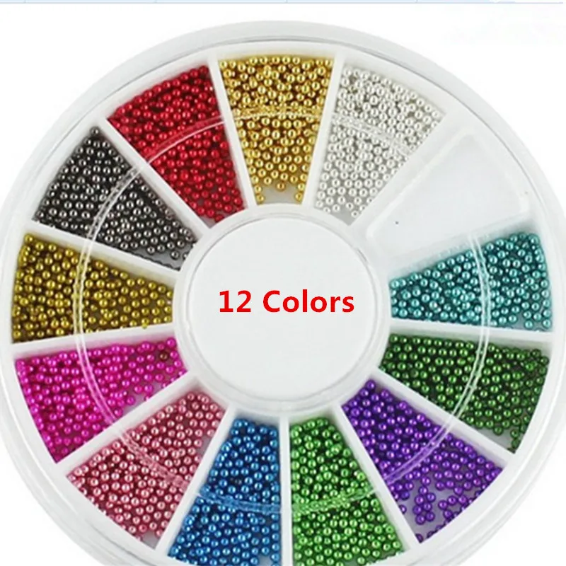 Гвоздь 12 цветов стали бусины Шпильки для ногтей металлическая Икра дизайн колеса