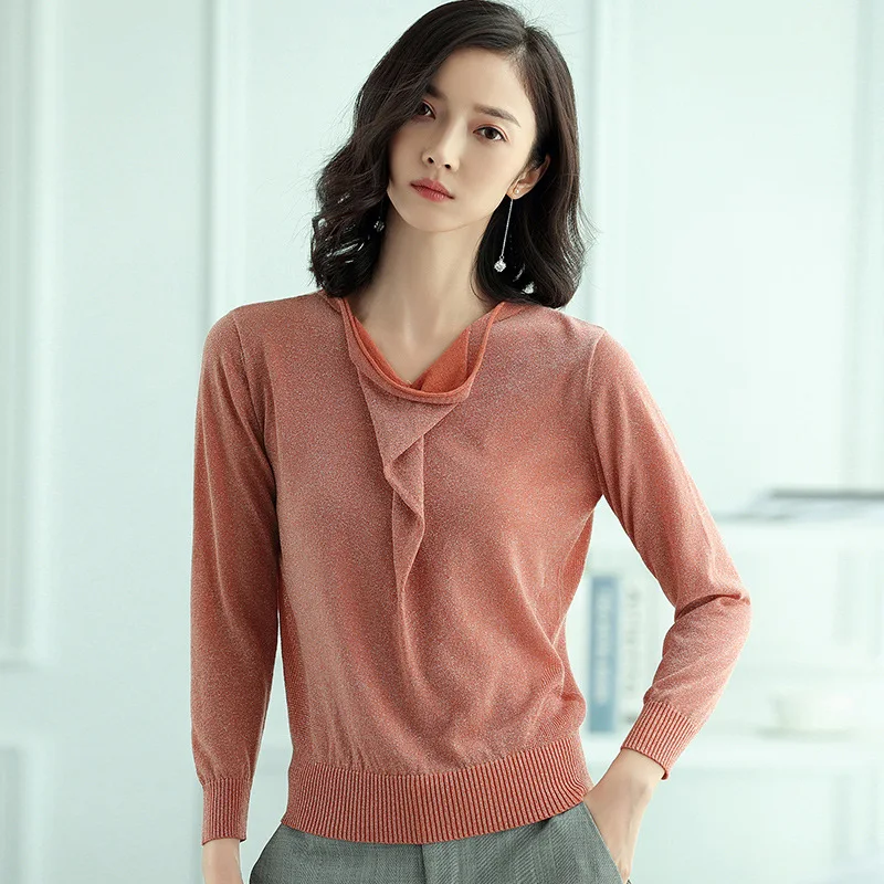 Осенний офисный Женский вязаный шарф с воротником модный свитер 4 цвета длинный